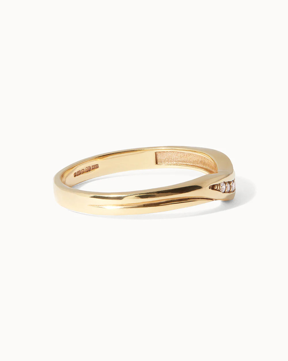 Solid Gold Contoured Band with Diamonds - Image 3