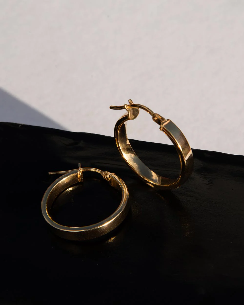 Flat Edge Hoop Earrings - Image 3