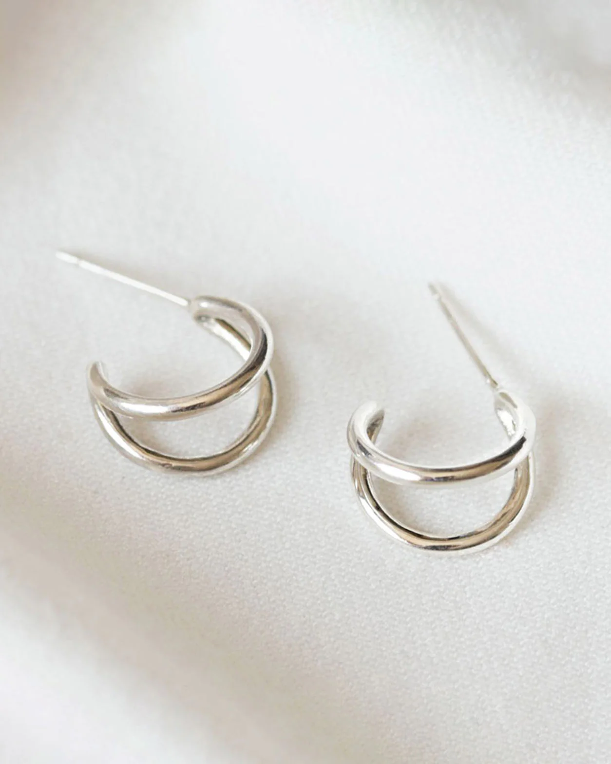 Double Huggie Hoop Earrings - Image 3
