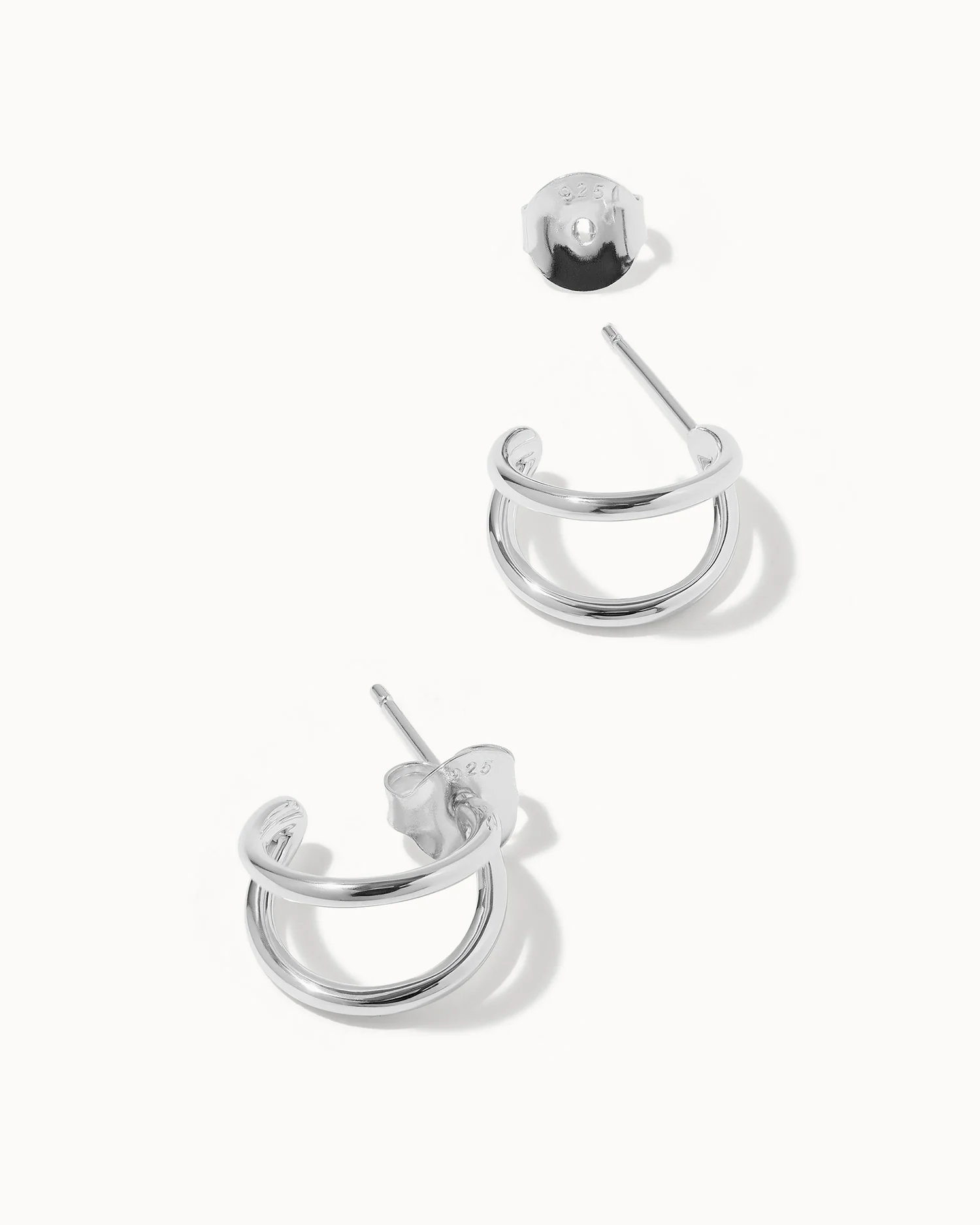 Double Huggie Hoop Earrings - Image 4