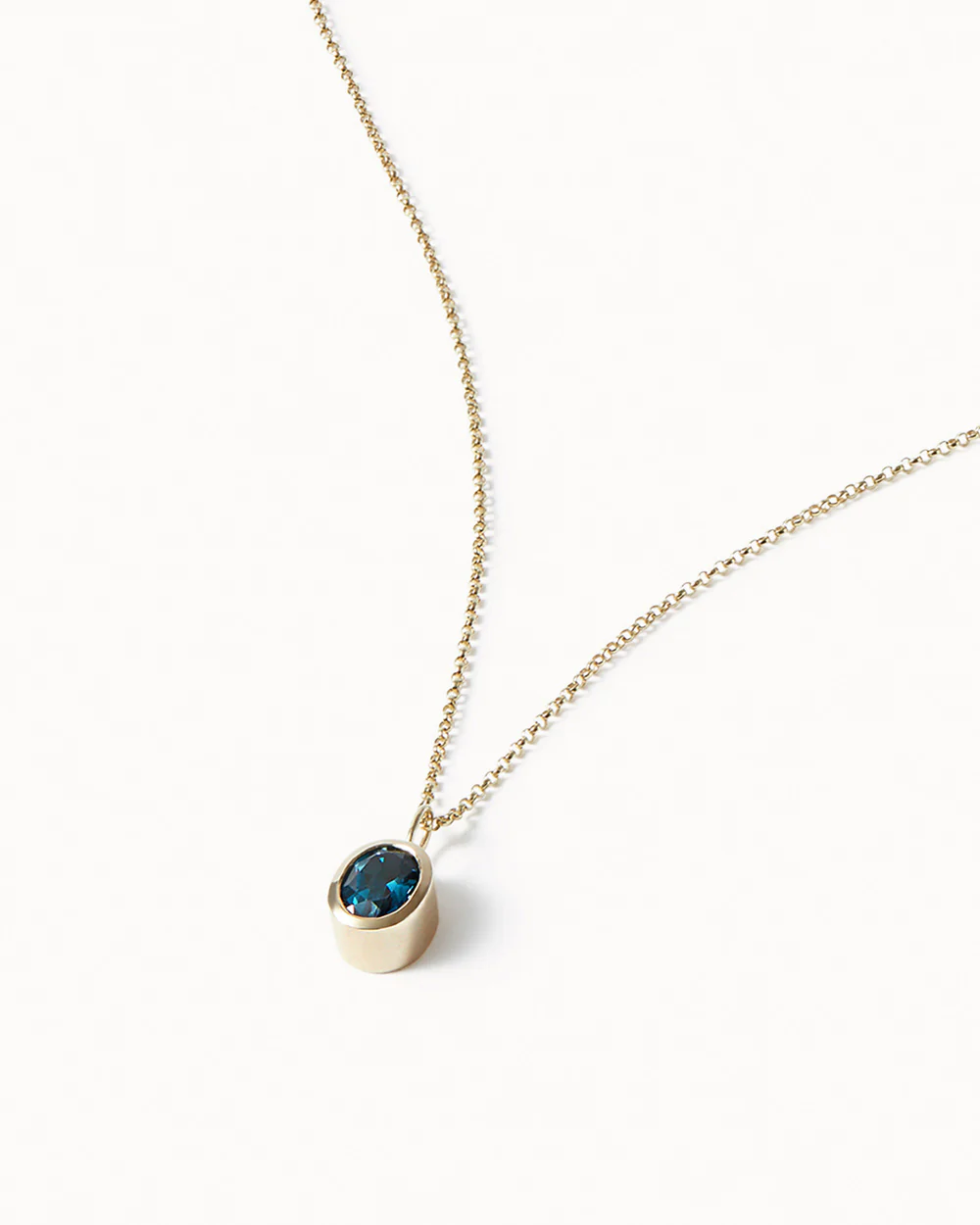 Solid Gold London Blue Topaz Gemstone Necklace - Image 3
