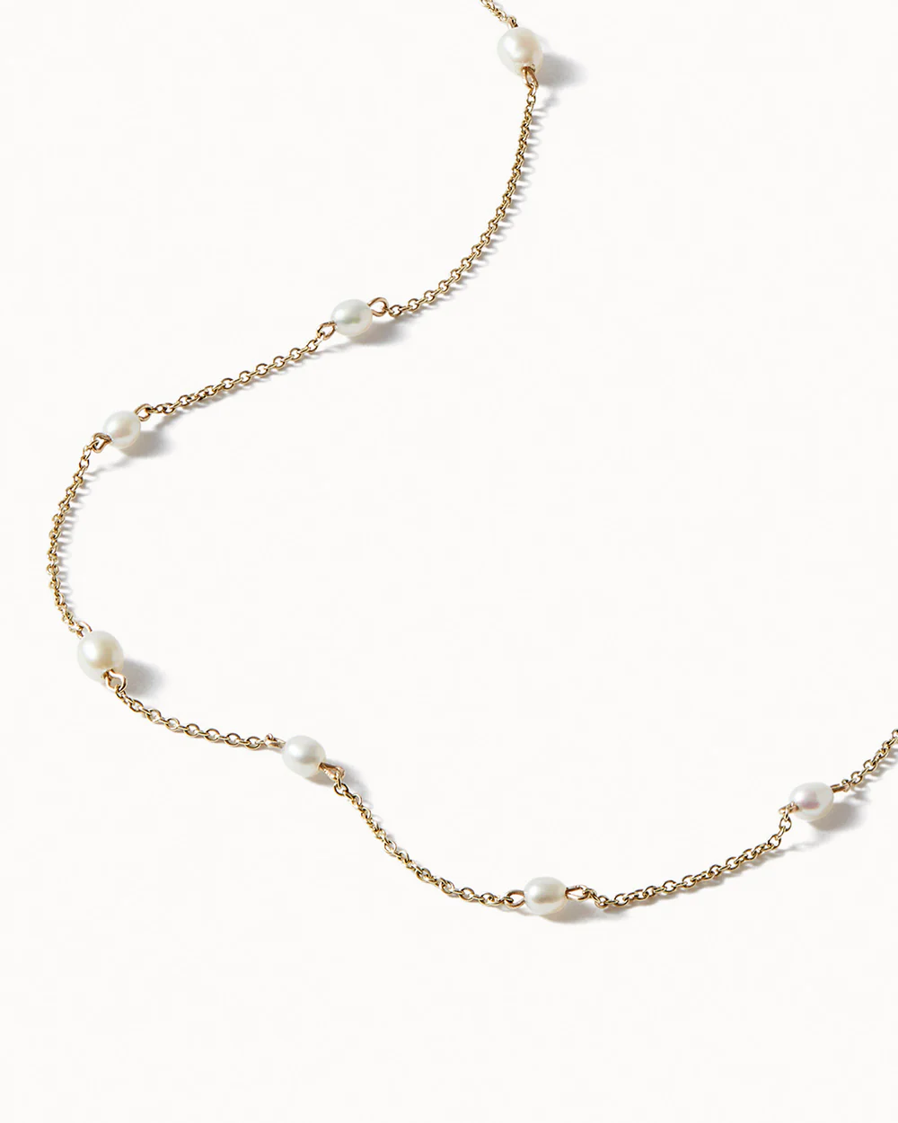 Solid Gold Long Pearl Necklace - Image 3