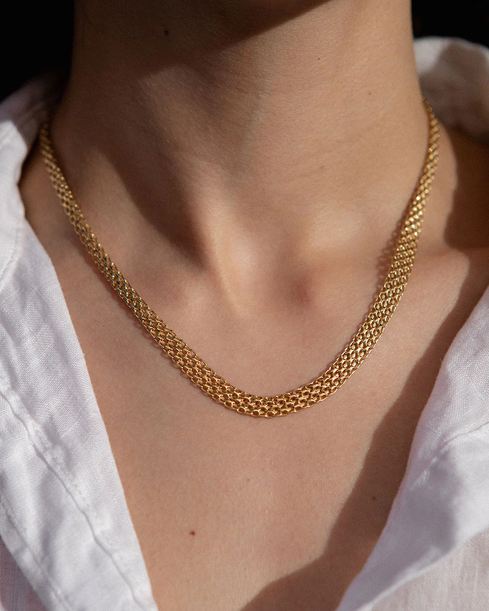 Solid Gold Mesh Chain Necklace - Image 4