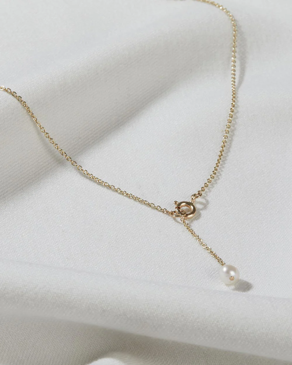 Solid Gold Single Pearl Necklace - Image 6