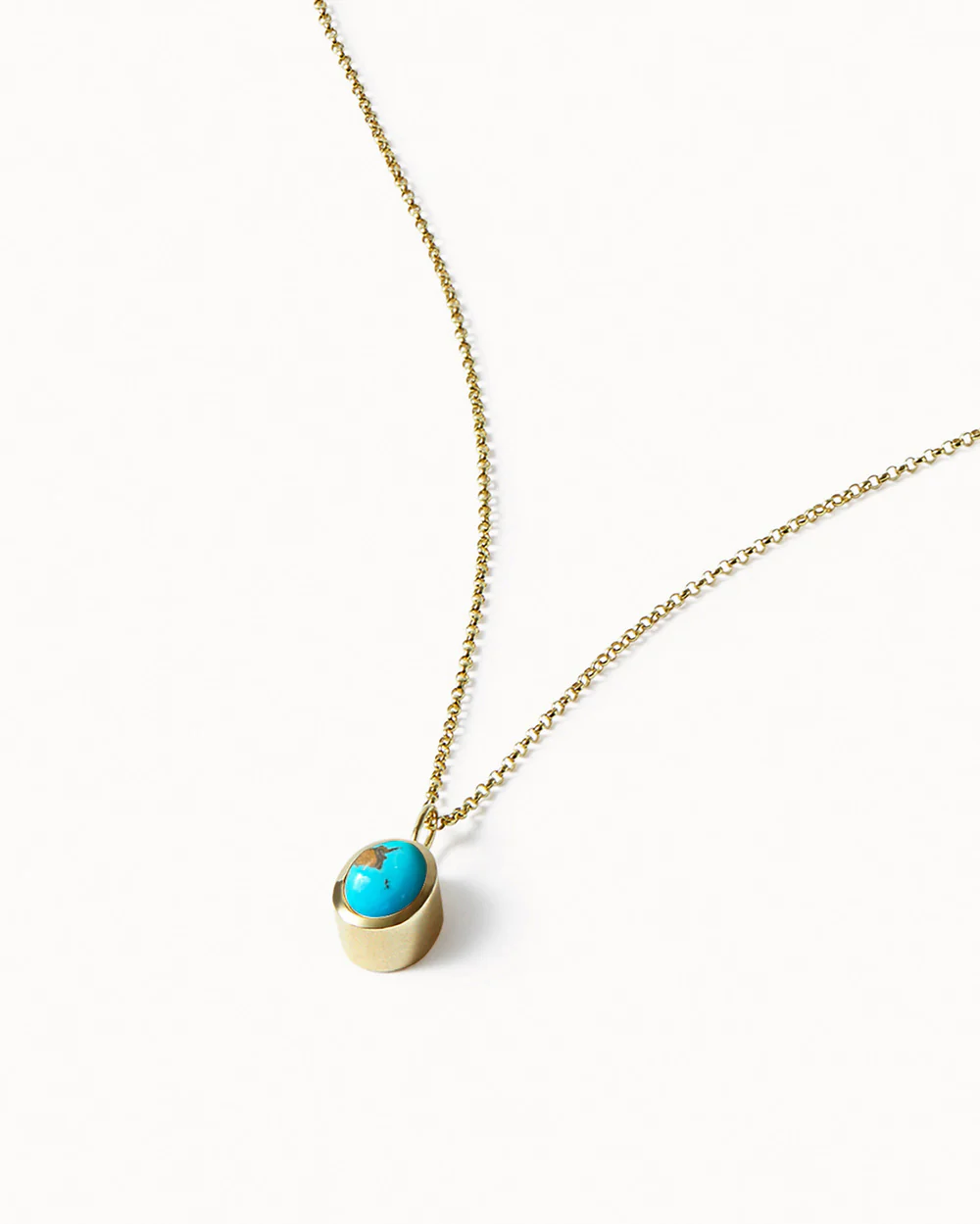 Solid Gold Turquoise Gemstone Necklace - Image 3